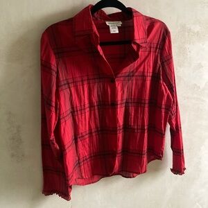 Sz M silk and cotton plaid shirt